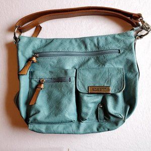 Rosetti Teal Leather/Faux Leather Shoulder Bag
